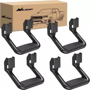 Nilight 유니버설 사이드 스텝 미끄럼 방지 알루미늄 후프 너프 바 어셈블리 블랙 4개 쉐보레 포드 도요타