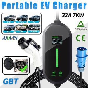 웨이？？ 32A 7KW 1상 GBT 전기차 충전기 휴대용 전류 조절 가능 EVSE 박스