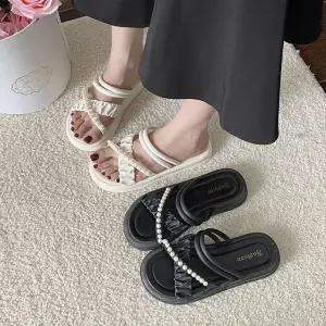 진주경량샌들 슬리퍼 쪼리 여성신발 통굽 키높이슈즈 BDw4+6UPf