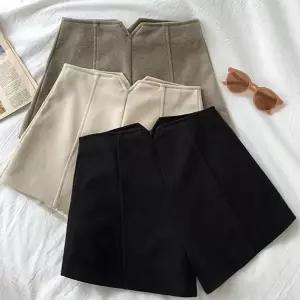 모직 반바지 하이 데일리반 겨울 여성 모직 반바지 오피스 캐주얼