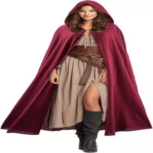 이뷰티 르네상스 후드 망토 면 할로윈 중세 의상 케이프 여성 남성