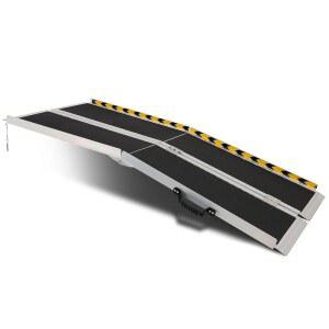 FAHKNS 6피트 휠체어 경사로 휴대용 알루미늄 접이식 미끄럼 방지 문턱 가정용 핸디캡 현관 카트 계단 커브 스쿠터