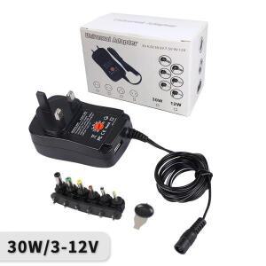 UK EU 범용 전원 어댑터, AC DC 충전기 컨버터, 5V 2.1A USB 포트, 6 개 잭 커넥터 포함, 3V 4.5V 6V 7.5V