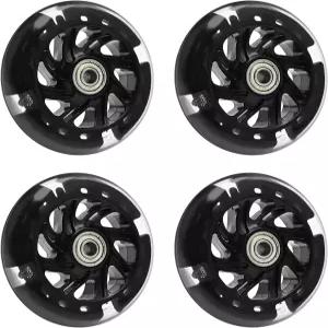 eMagTech 4PCS 스쿠터 사일런트 야광 크리스탈 휠 블랙 허브 베어링이 깜박이는 3가지 색상 교체 100x100mm