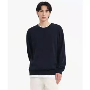 MUSINSA STANDARD 워셔블 수피마 코튼 크루 넥 니트 [네이비]