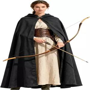 중세 후드 망토 르네상스 케이프와 할로윈 마법사 코스프레 호빗 코스튬