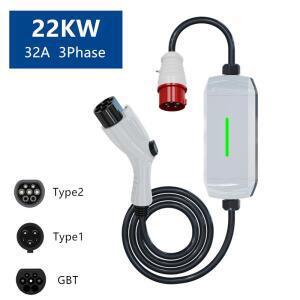EV 휴대용 충전기 타입 2 1 테슬라 전기차 32A 22KW IEC62196-2 GBT 3상 모바일
