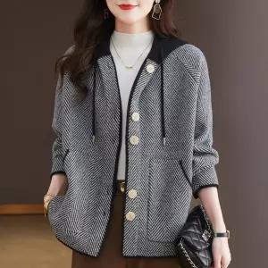 EAMT 모직 캐주얼 엄마룩 도톰 여성점퍼 코트 시크 상의 오버핏 후드 슬림 YJ3