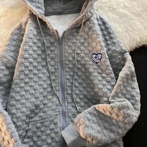 EAMT 회색 야구복 코트 오버사이즈 루즈핏 후드 여성점퍼 YJ3