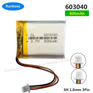 603040 3.7V 800mAh 2.96Wh 3 선 NTC 서미스터 폴리머 LiPo 배터리 JST 3Pin 1.0mm 커넥터 GPS 차량용 카메