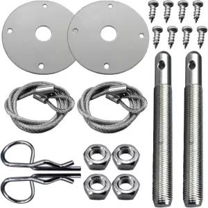 KITUREK 자동차 후드 핀 키트 스테인리스 스틸 엔진 플레이트 보닛 잠금 클립 레이싱 랜야드 포함 대부분의