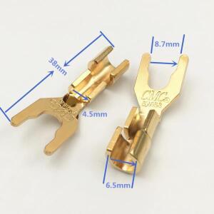 10Pcs HIFI CMC 스피커 Y 스페이드 포크 와이어 커넥터 U 타입 바나나 플러그 터미널 앰프 소켓 황동 금도