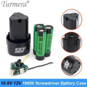 Turmera 3S 10.8V 12V 핸드 드릴 18650 리튬 배터리 셀 박스 보호 BMS 보드 포함 셔라 슈리카 교체용
