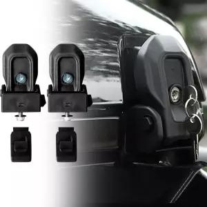 지프 랭글러 JL/글래디에이터 JT 방지 후드 래치 커버 캐치 버클 잠금 키트 블랙(2PCS)을 위한 키가 있는