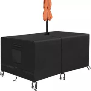 코브슈이웨 직사각형 파티오 테이블 커버 엄브렐러 홀 헤비 듀티 방수 600D 옥스포드 패브릭 야외 잔디