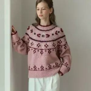 백화점 아워호프 Noelle Alpaca Wool Nordic Knit Pink H25WTKN06P
