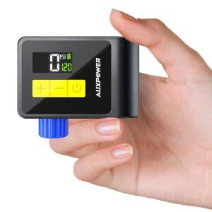 압력 게이지가 있는 Auxpower BL03 자전거 펌프 프레스타 및 슈레이더 밸브가 120PSI 전기 자동 정지 도로 산악 E 스포츠 볼을 위한 야외 캠핑 사이클링