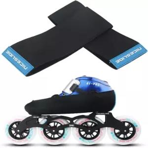 SquEqu 페어 스케이트 부츠 커버 스트랩 탄력 소매 밴드 캡 발가락 보호 롤러스케이트 피겨 스케이팅 신발