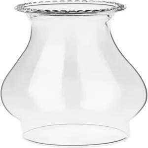 오일 램프 굴뚝 교체 등유 투명 허리케인 유리 그늘막 웨이브 스타일 3인치 베이스 1 팩