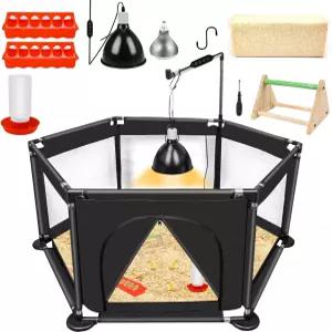 치킨 스타터 키트용 병아리 브로더 박스 - 타이밍 열 램프 세트 탈착식 최대 15마리의 톱밥 모이통 및