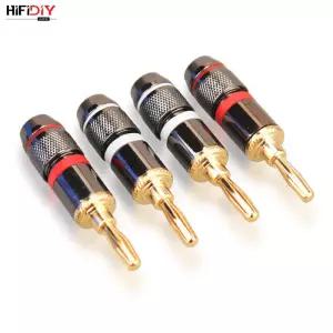 HIFIDIY LIVE 4 개/대 4mm 순수 구리 금도금 바나나 플러그 커넥터 오디오 비디오 스피커 어댑터 터미널