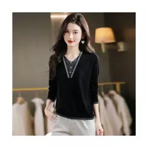 여성용 가을 니트 페이크 투피스 옷 봄 얇은 가디건 브이넥 상의 KS3