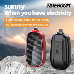 Tideboom 태양집열판집열판 발전 은행 1200mAh 휴대용 충전기 외부 배터리 iPhone Type C 용 고속 모바일