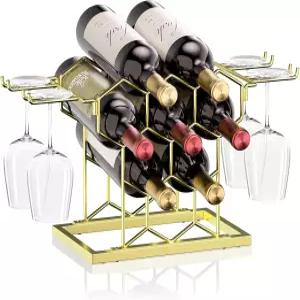 나나기프트리 카운터탑 와인 랙 8병 프리스탠딩 모던 블랙 메탈 스몰 3단 테이블탑 홀더 스탠드 캐비닛