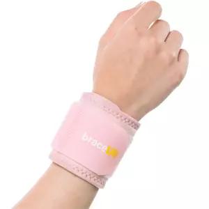 브레이스업 손목 압박 보조기 - 랩 밴드 건염 지지 테니스 헬스장 운동 원 사이즈 조절 가능 핑크