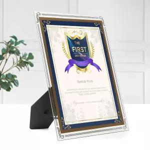 [셀러에이드]크리스탈 유리 상장액자 A4 골드 탁상 졸업장 프레임