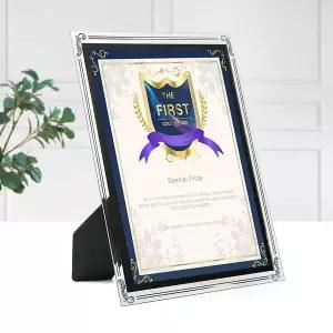 [셀러에이드]크리스탈 유리 상장액자 A4 실버 스탠딩 허가증액자