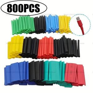 검정색/색상 열 수축 튜브 세트 충전기 케이블 보호기 전선 외장개폐식 히트 파이프