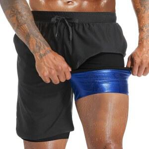 에버피온 남성 사우나 반바지 2 in 1 스웨트 수트 컴프레션 라이너 운동복 포켓