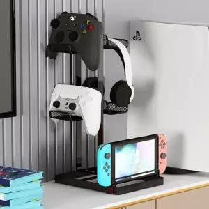 게임기 스탠드 컨트롤러 철제 수납 게임 거치대 용품 데스크탑 액세서리 오픈형 정리대 철망형 헤드셋