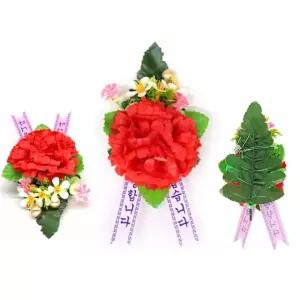 카네이션 코사지 조화 브로치 B형 100개 행사용 벌크 포장 스승의날 어버이날 단체 행사용