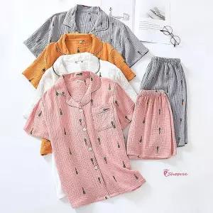 순면 여름 당근 커플 홈웨어 반팔 잠옷세트vwx900