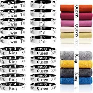 CXIIPOL 20팩 침대 시트 정리 밴드 옷장 및 보관용 크기 라벨 완전 탄성 리넨 이불 퀼트 킹 퀸 트윈 풀