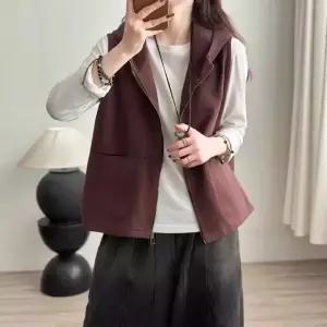 피로달 여사친 봄 베스트 상의 나시 트윌 조끼 솔리드 후드 집업 샤카면 HO1