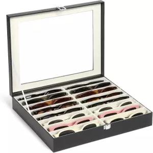 조절 가능한 슬롯이 있는 휴본 선글라스 정리함 케이스 뚜껑이 안경 디스플레이 대형 보관함