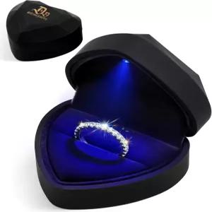 프로포즈 약혼 결혼식 및 생일을 위한 LED 조명 스터드 귀걸이 반지 선물 상자 주얼리 디스플레이