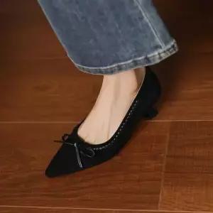 엘럽 오피스룩 여성용 가죽 힐 스틸레토 하이힐 펌프스 리얼 프렌치 원템5