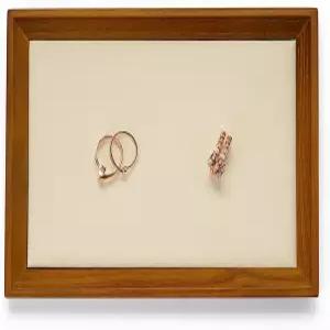 Oirlv 솔리드 우드 작은 주얼리 트레이 거래 쇼케이스 조리대 디스플레이 직사각형 배니티 플레이트 크림색