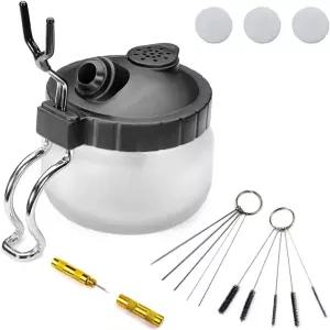 에어브러시 청소 키트 냄비 4세트 에어 필터 매트 및 홀더 노즐 바늘 브러시 5개 준설 포함