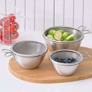 [NS홈쇼핑]스테인리스 뉴 미니 숏핸들 믹싱볼 채반 세트 3종 세트 / 채망 계량컵..