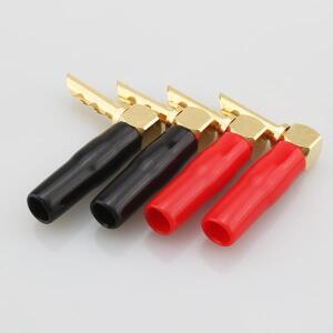 금도금 직각 BFA 바나나 플러그 나사 잠금 케이블 와이어, L 타입 90 도 오디오 스피커 커넥터, Z 8 개