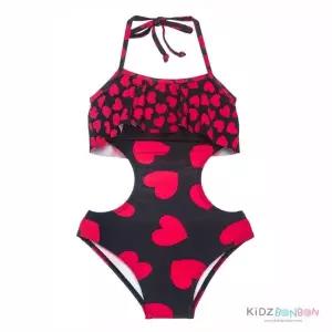 키즈봉봉 [드라마퀸] 러플 모노키니 원피스 수영복 - 블랙하트 (DRAMAQUEEN RUFFLE MONOKINI 블랙 HEARTS)
