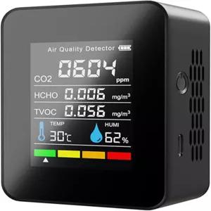 실내 공기질 모니터 전문 휴대용 CO2 감지기 TVOC HCHO 습도 온도계 사무용 테스터 분석기