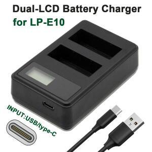 Canon EOsRebel T3,T5,T6,T7,EOS 1200D,EOS 2000D, EOS3000D 등에 적합한 LP-E10 듀얼 슬롯 카메라 배터리