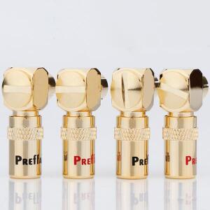 Preffair HIFI 오디오 잭 커넥터, 24K 골드, 90 도 직각 스피커, RCA 플러그, 뮤지컬