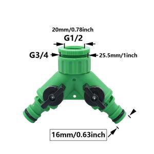 1-20PCS 1/2 3/4 나사산 2방향 탭 호스 물 분배기 정원 Y 급수 부속품 조절식 스위치 조인트